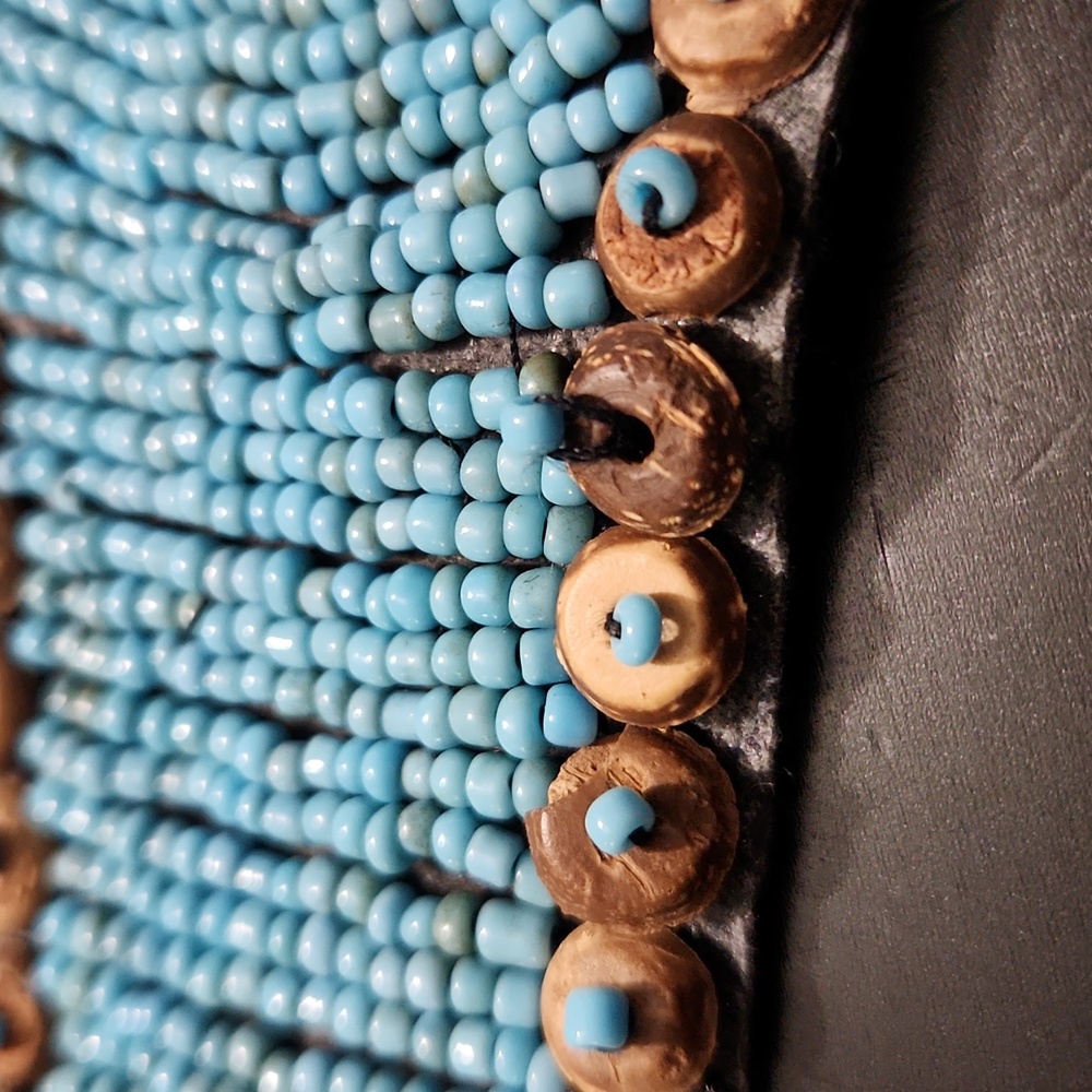 Beaded Turquoise and Brown Belt with Shell Accents - Picture 7 of 8